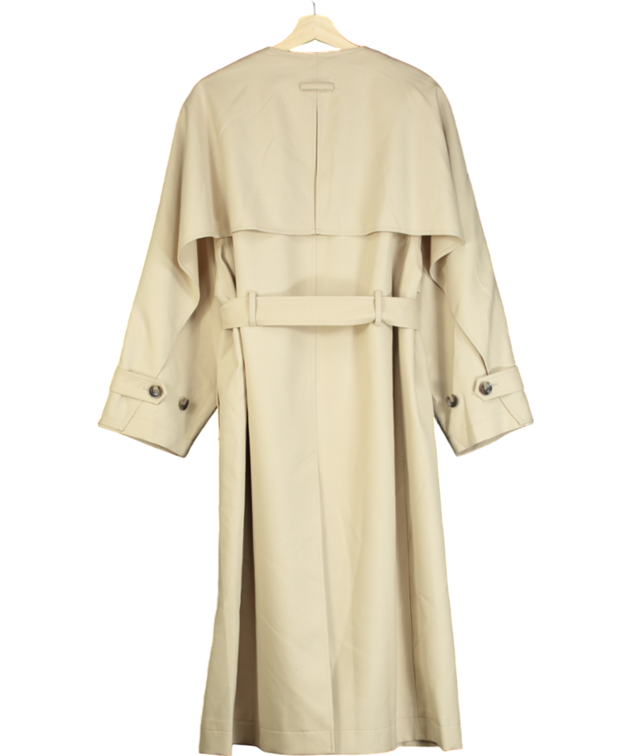 Fabrique x Gabriele Maria Bucolo Beige Hilda Fine wool twill Collarless Trench UK S