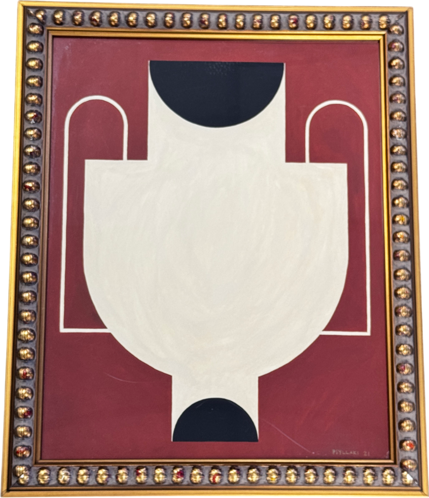 ARTFULLY WALLS Silhouette Of A Vase 21 Bobbim Wood Framed Print By Eleni Psyllaki