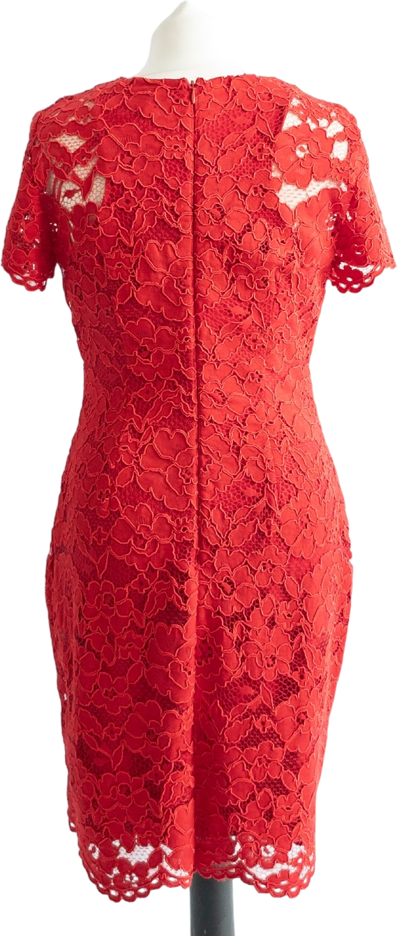 Ralph Lauren Red Lace Shift Dress Us6 UK 10