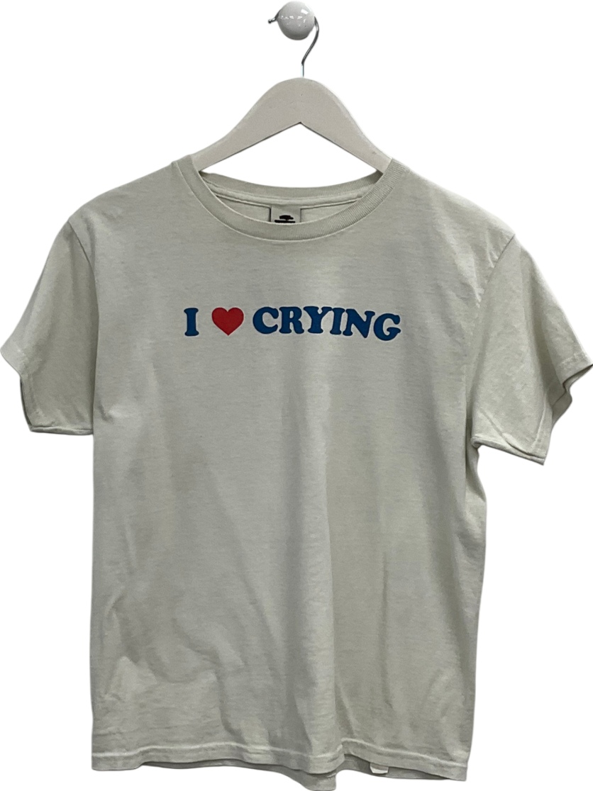Urban Outfitters Cream I Love Crying T-shirt UK M/L