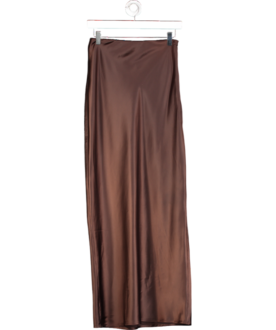 4th & Reckless Brown Dara Satin Maxi Skirt UK 6