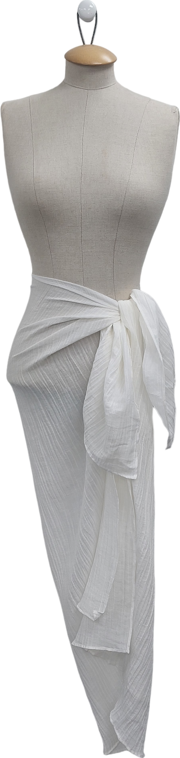 The Summer Edit White Sophia Crinkle Linen Sarong One Size