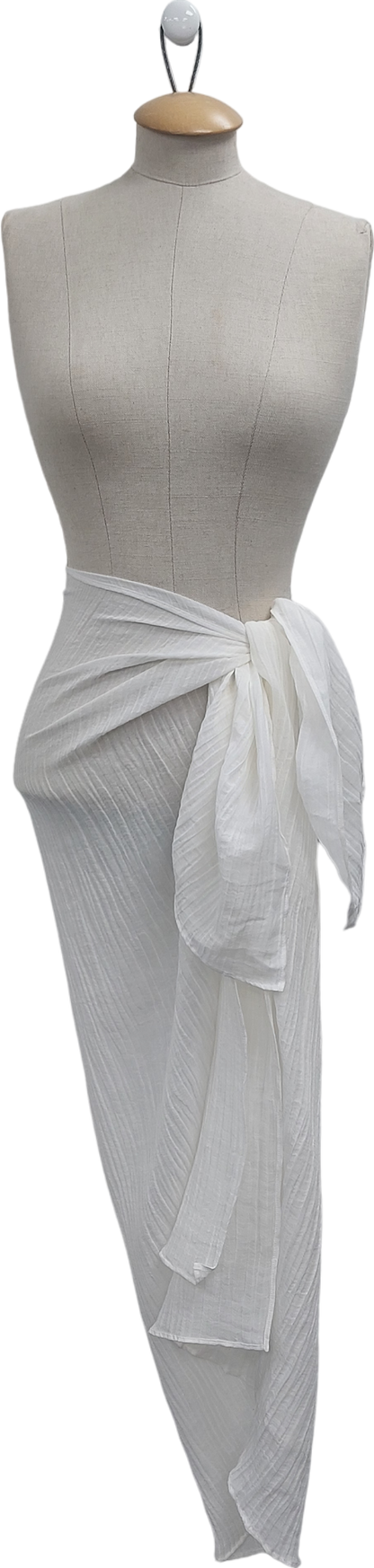 The Summer Edit White Sophia Crinkle Linen Sarong One Size