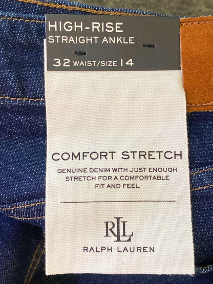 Ralph Lauren Dark Blue High-Rise Straight Ankle Jeans 32W UK 14