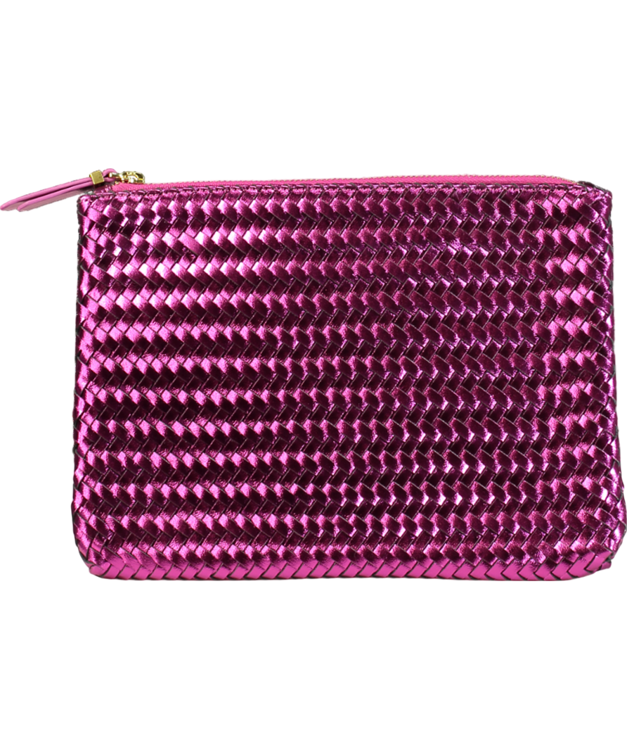 Boden Purple Woven Metallic Pouch Bag