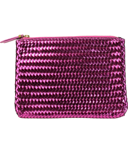 Boden Purple Woven Metallic Pouch Bag