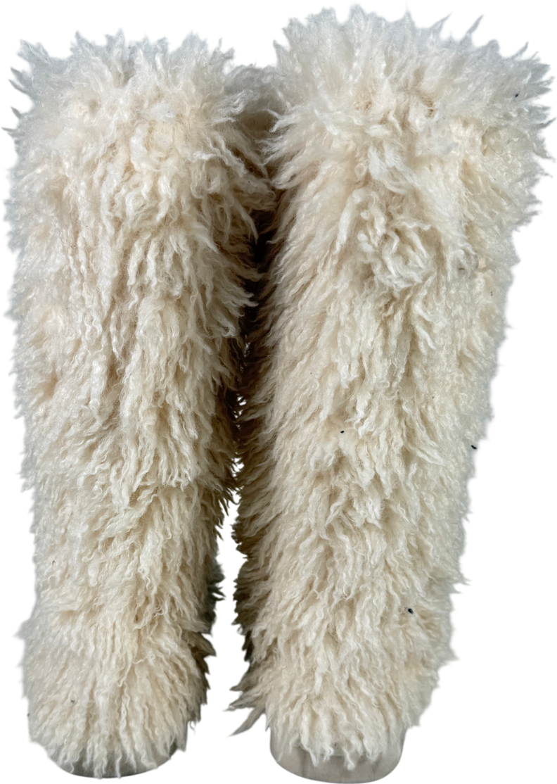 Reserved Cream Faux Fur High Boots UK 3 EU 36 👠