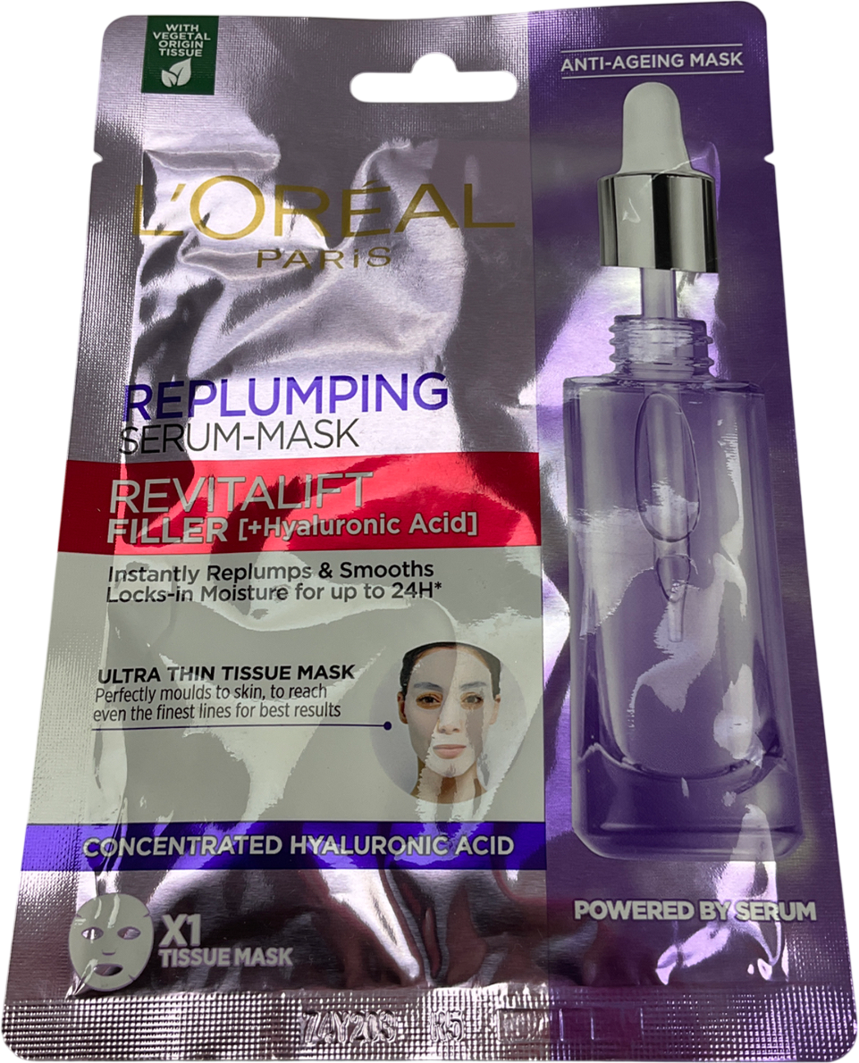 L'Oreal Revitalift Filler Hyaluronic Acid Replumping Tissue Mask X1