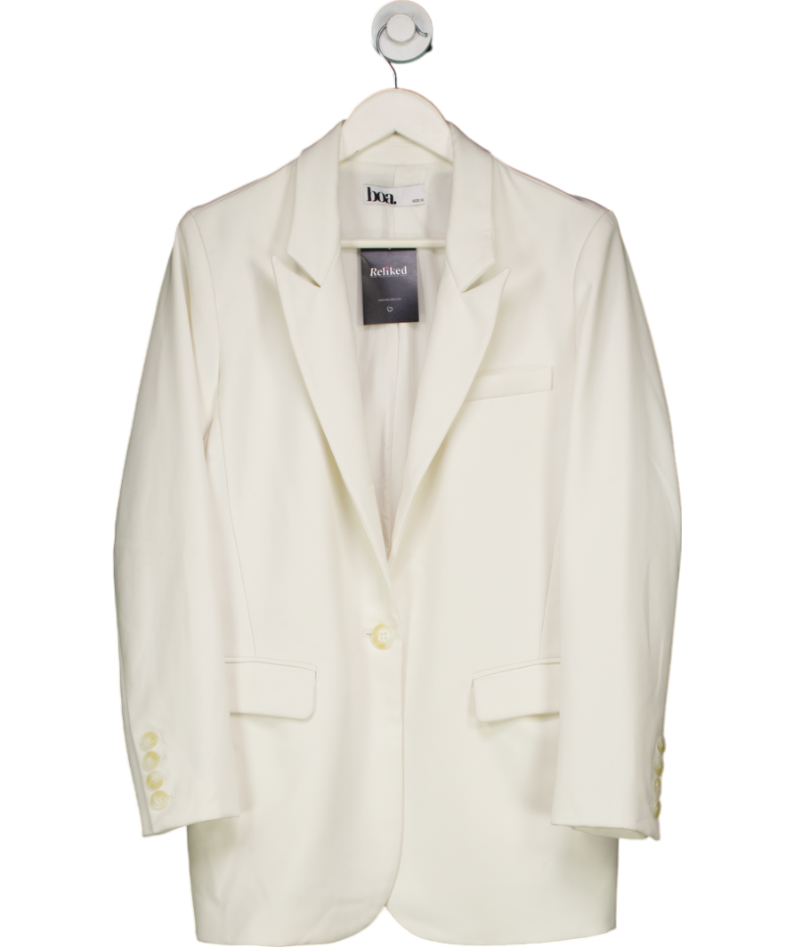 BOA White Oversized Single Breasted Blazer UK XS