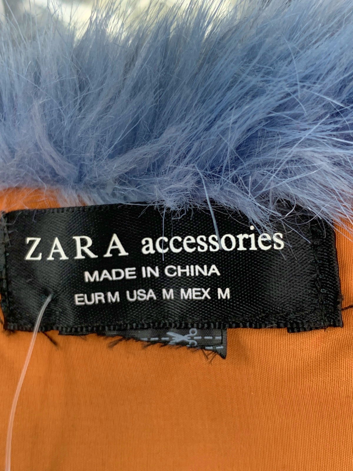 Zara Blue and Mustard Faux Fur Scarf One Size