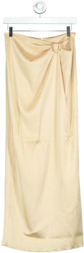 Nanushka Beige Satin Nago Knot detail Skirt UK S