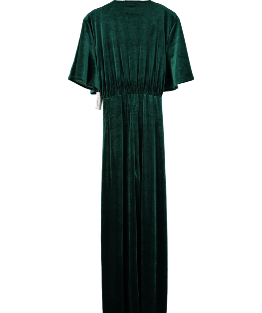 Buff Clothing Green Velvet Belted Jumpsuit UK L