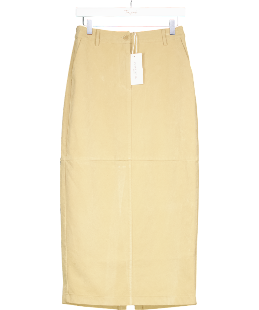 NA-KD Beige Faux Suede Midi Skirt UK 8