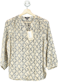 NYDJ Beige Snake Print Pintuck Blouse UK XS