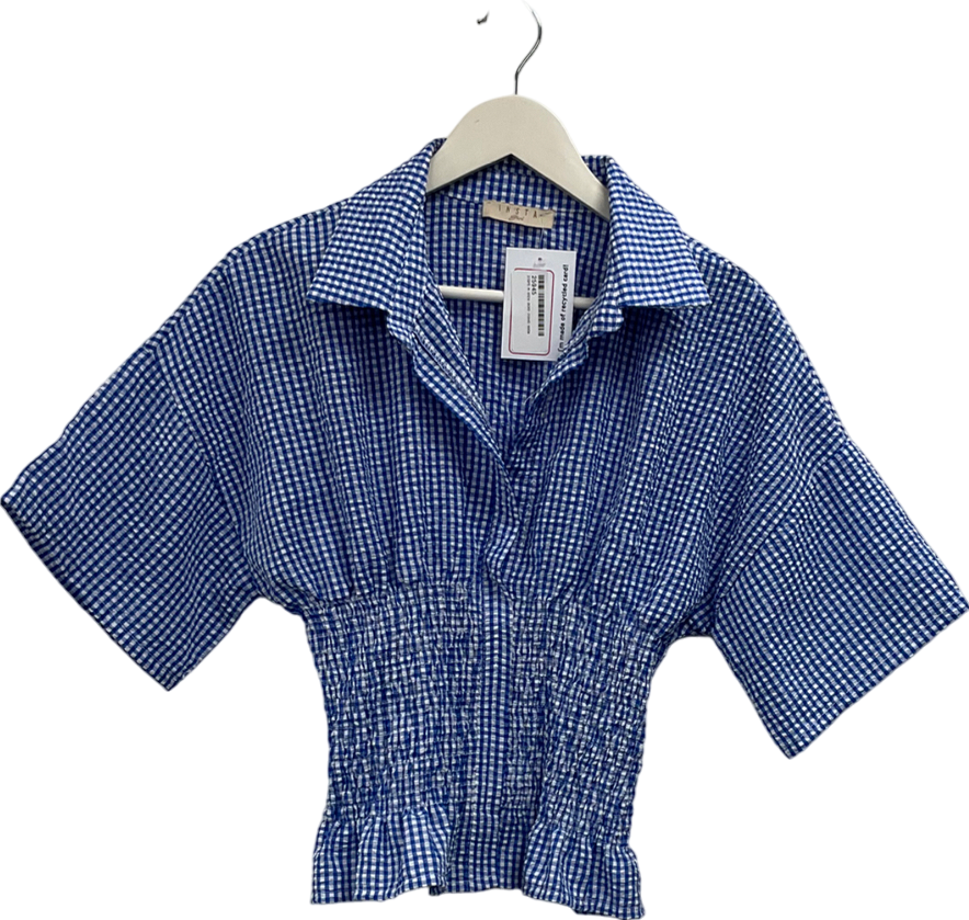 Insta Girl Blue Gingham Short Sleeve Blouse UK S