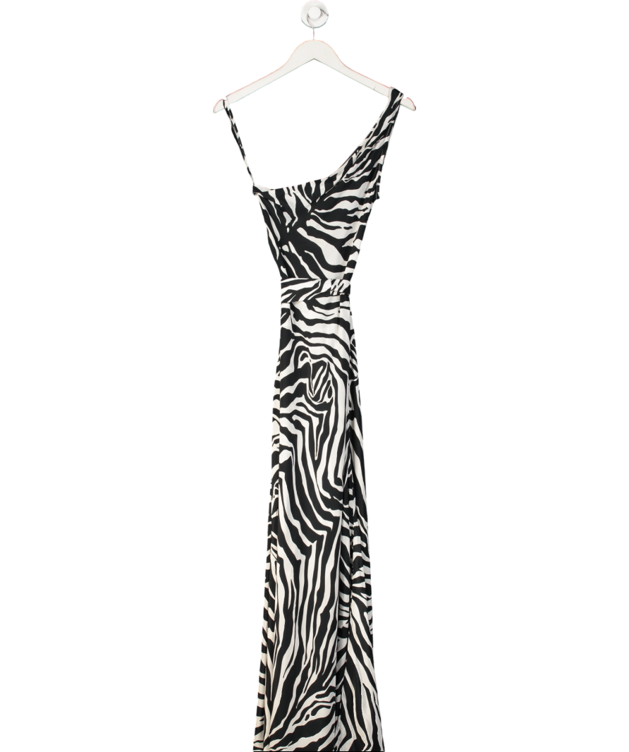 Alexandra Miro Black Zebra Print One Shoulder Maxi Dress UK M