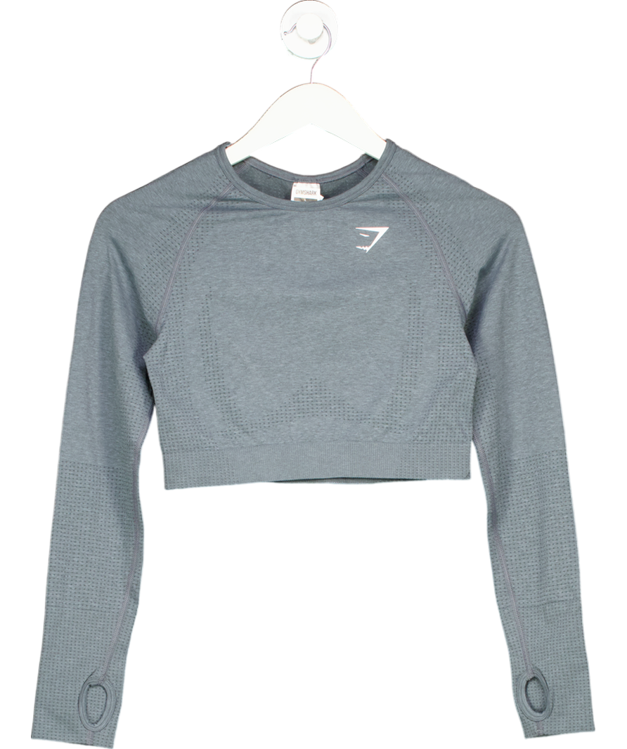 gymshark Grey Everyday Seamless Long Sleeve Crop Top UK L