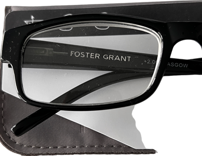 Foster Grant t Glasgow Lenses Reading Glasses Black +2