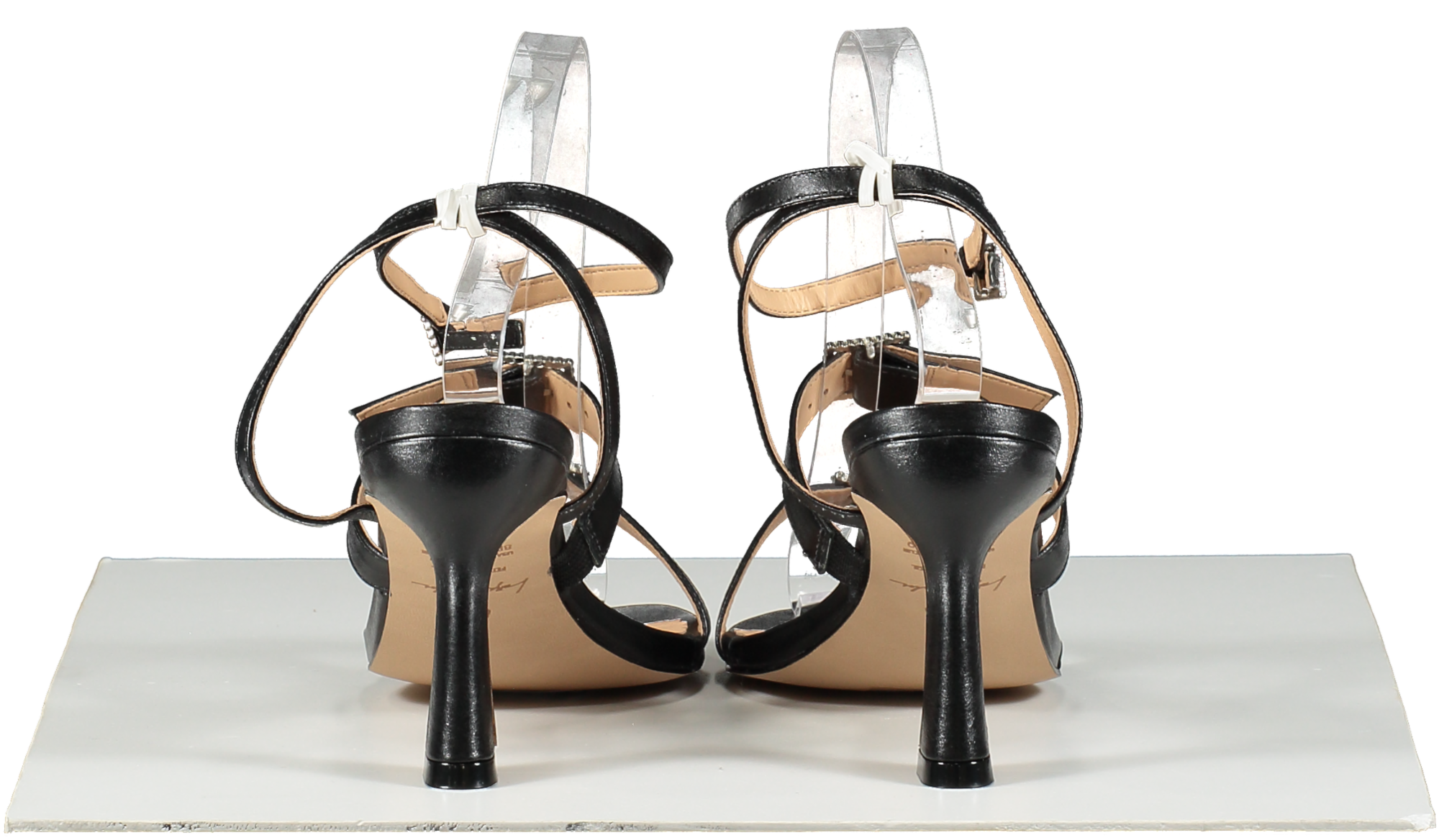 Luiza Barcelos Black BLACK CRYSTAL BUCKLE MID-HEEL SANDALS UK 6 EU 39 👠