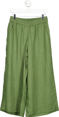 WYSE LONDON Green Linen Wide Leg Trousers UK 8
