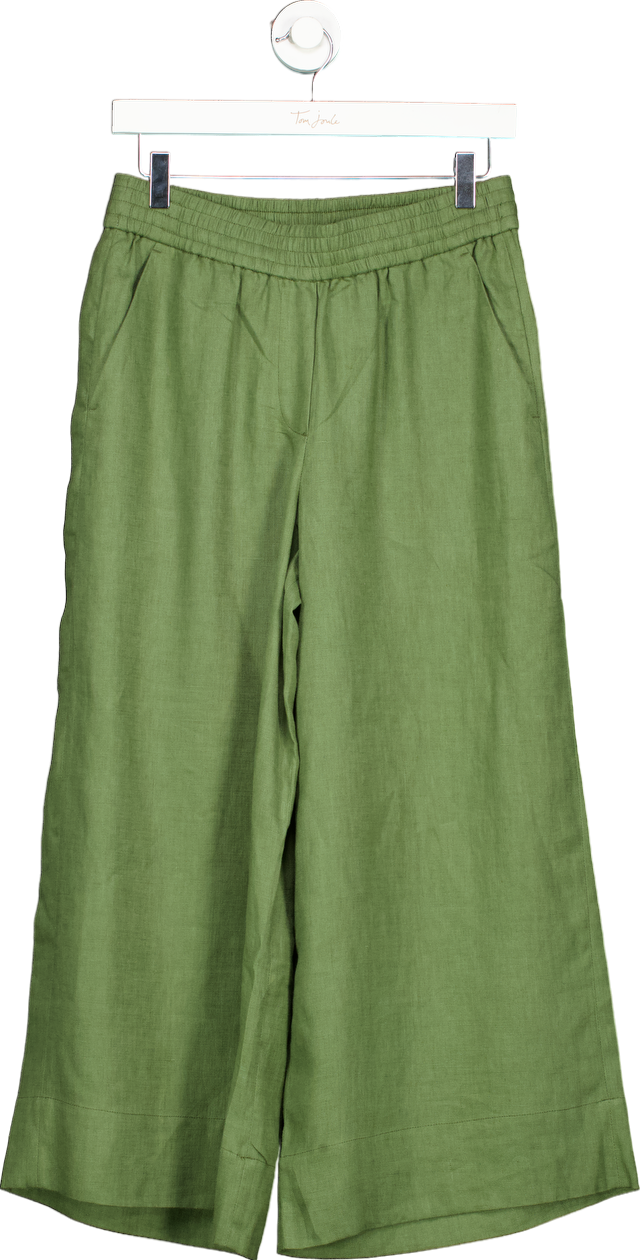 Wyse London Green Linen Wide Leg Trousers UK 8