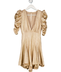 Cinderella's Closet Metallic Puff Sleeve V-neck Ruched Sleeve Dress 10 Years