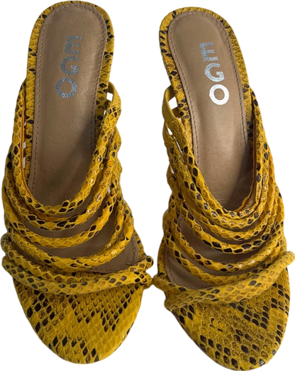 EGO Yellow Snake Print Strappy Heels UK 4