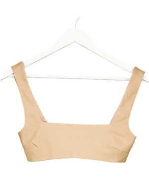 Meshki Beige Faux Leather Crop Top UK XS