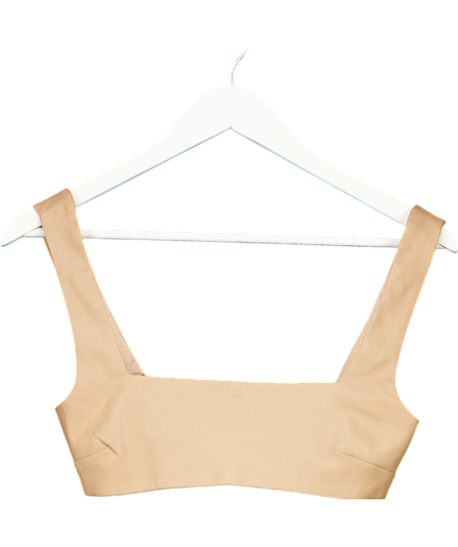Meshki Beige Faux Leather Crop Top UK XS