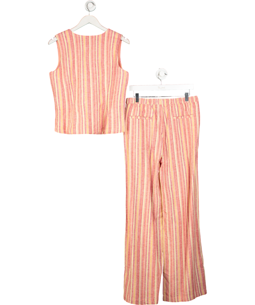 Threadbare Red Aso Waistcoat Top And Oyu Linen Trousers Set UK 12