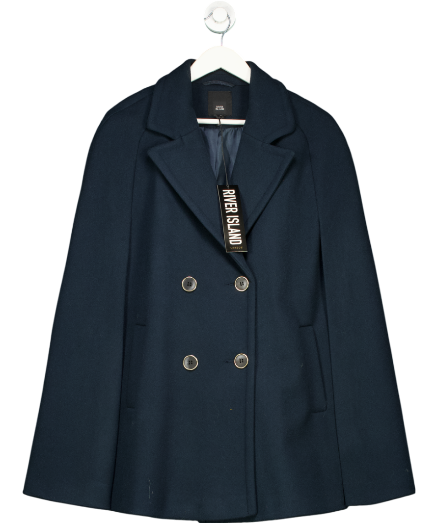 River Island Blue Double Breasted Sleeveless Blazer Jacket Navy UK XS