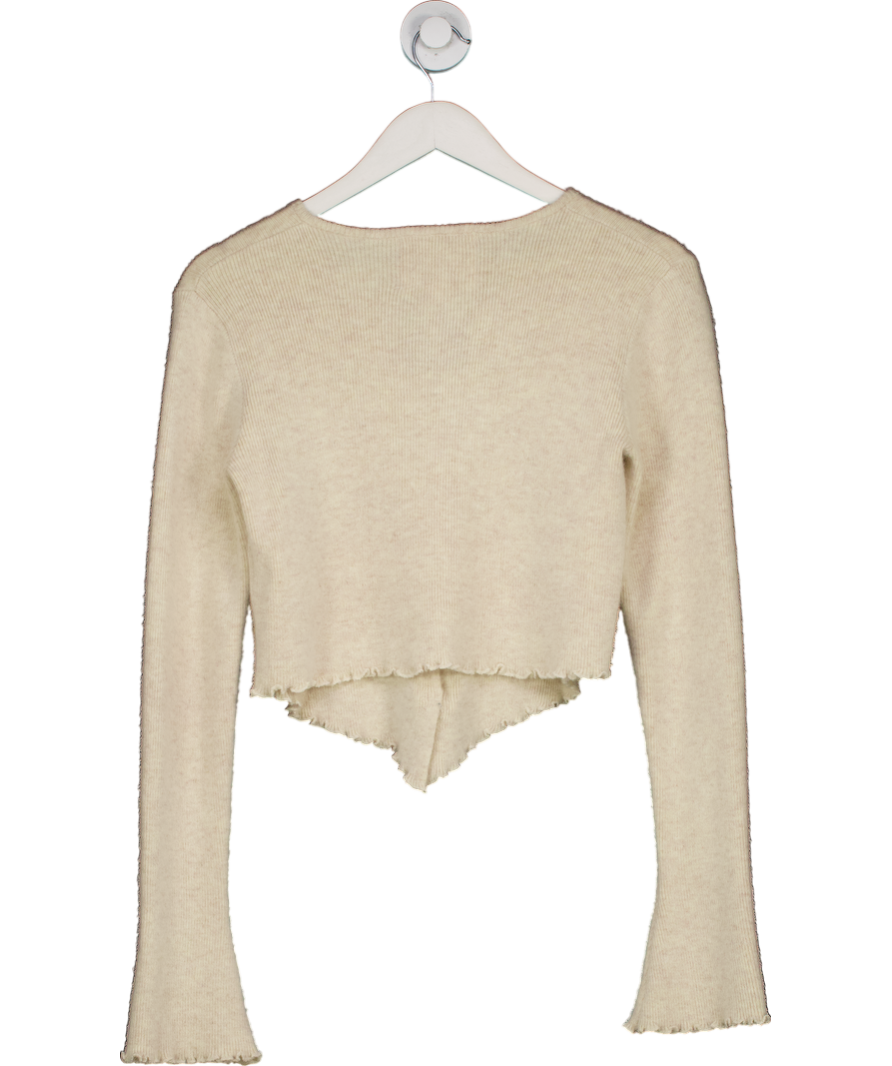 BubishLuxe Beige Rosette Button Cardigan UK XS