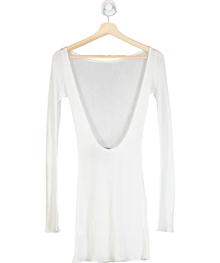Bayse White Long Sleeve Backless Dress UK 6