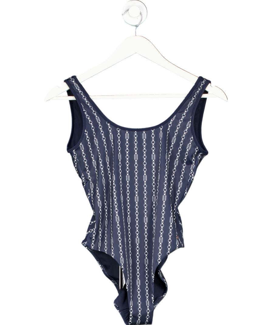 Tommy Hilfiger Blue Print One Piece Swimsuit - Flag Chain Dark Night Navy UK S