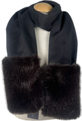 ZARA Brown Plain Wool Scarf With Faux Fur UK M