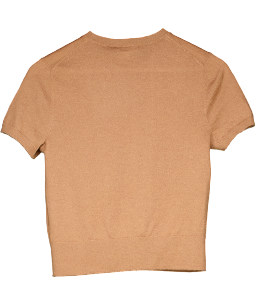 lilysilk Brown 100% Cashmere T-shirt UK S