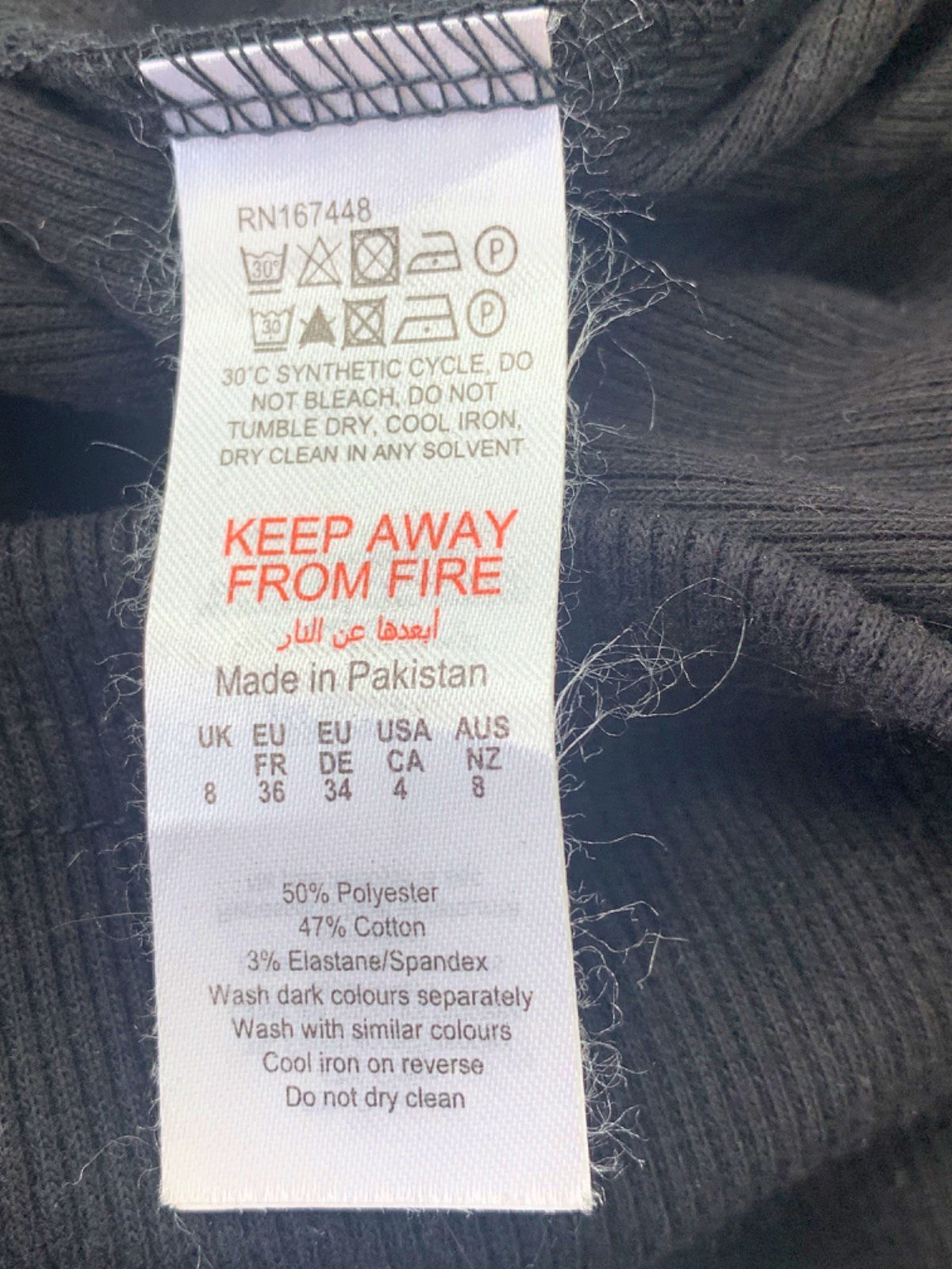 Boohoo Black V-Neck Button Ribbed Top UK 8