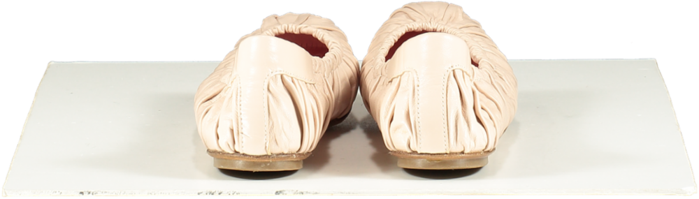 Pretty Ballerinas Pink Kristen Square Toe Hand Rouched Nude Leather Sacchetto Ballet Flat UK 5.5 EU 38.5 👠
