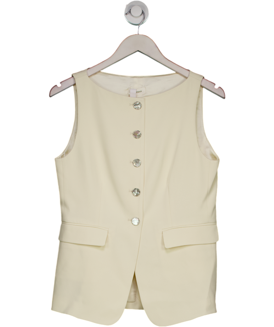 LILYSILK Cream Sleeveless Button Up Silk Ves UK 6
