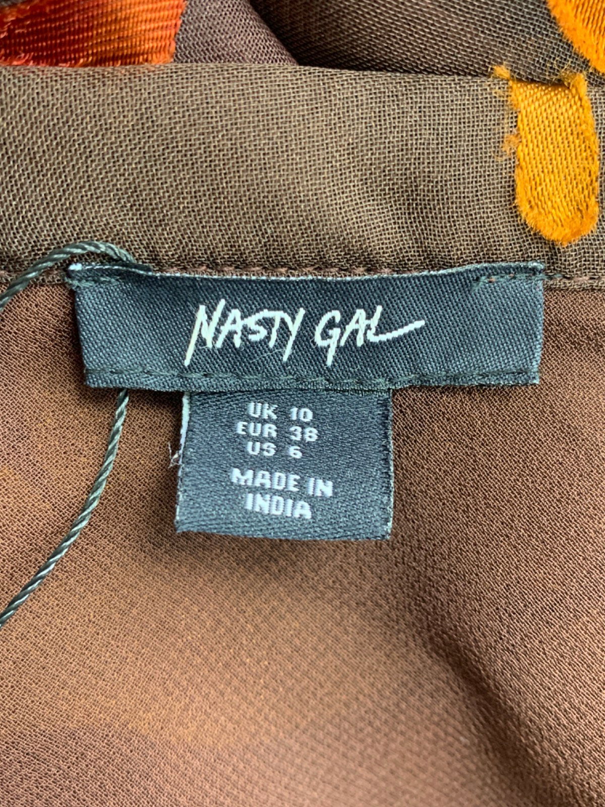 Nasty Gal Brown Floral Midi Skirt UK 10