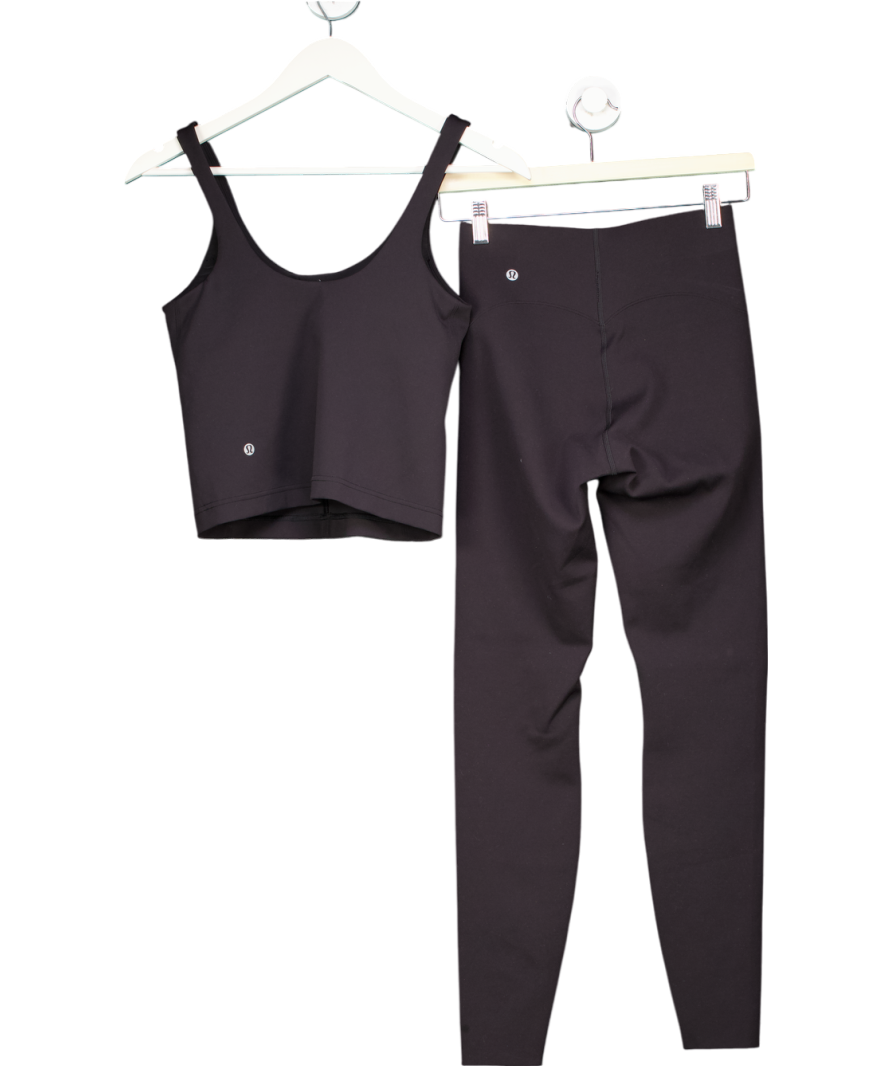 Lululemon Black 2 -piece Active Wear Leggings And Top Set- Top Uk 12 / Leggings UK 10