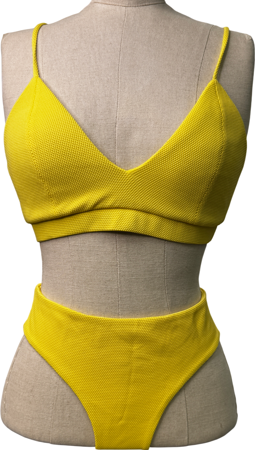 COSSIE + CO 2-piece Yellow High Waisted Bikini Set Sz2 UK 10