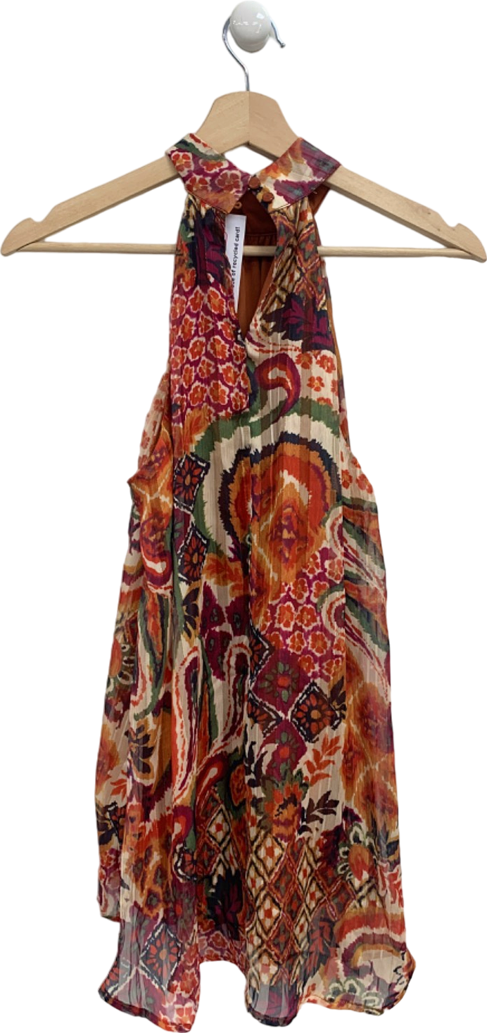 Blue Vanilla Multicolour Halterneck Printed Top UK 10