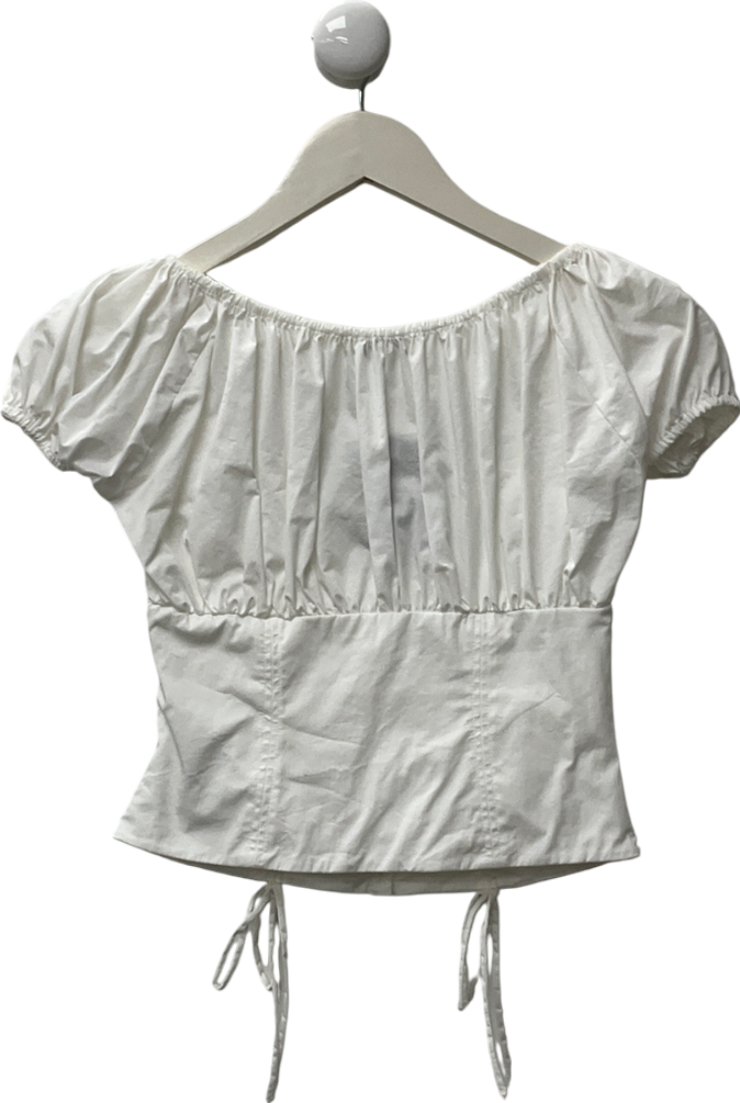 House of CB White Kitty Puff Sleeve Corset Crop Top UK S