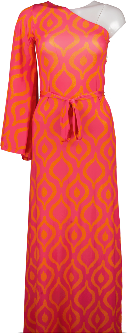 The Dress Cellar Pink Giselle One-shoulder Maxi Dress UK S