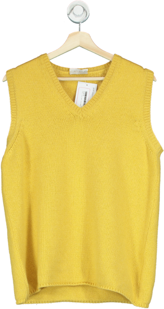 Assai Yellow Cashmere Sleeveless Sweater Vest UK M