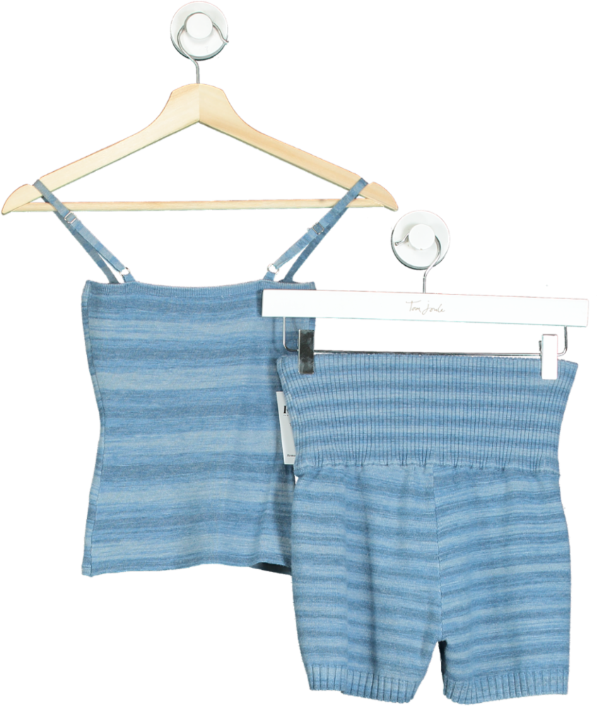 Frankies Bikinis Blue Striped Knit Set UK S