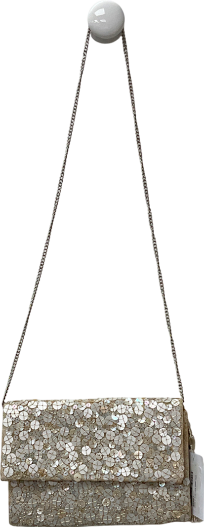 Accessorize White Sequin Fold Over Clutch Bag