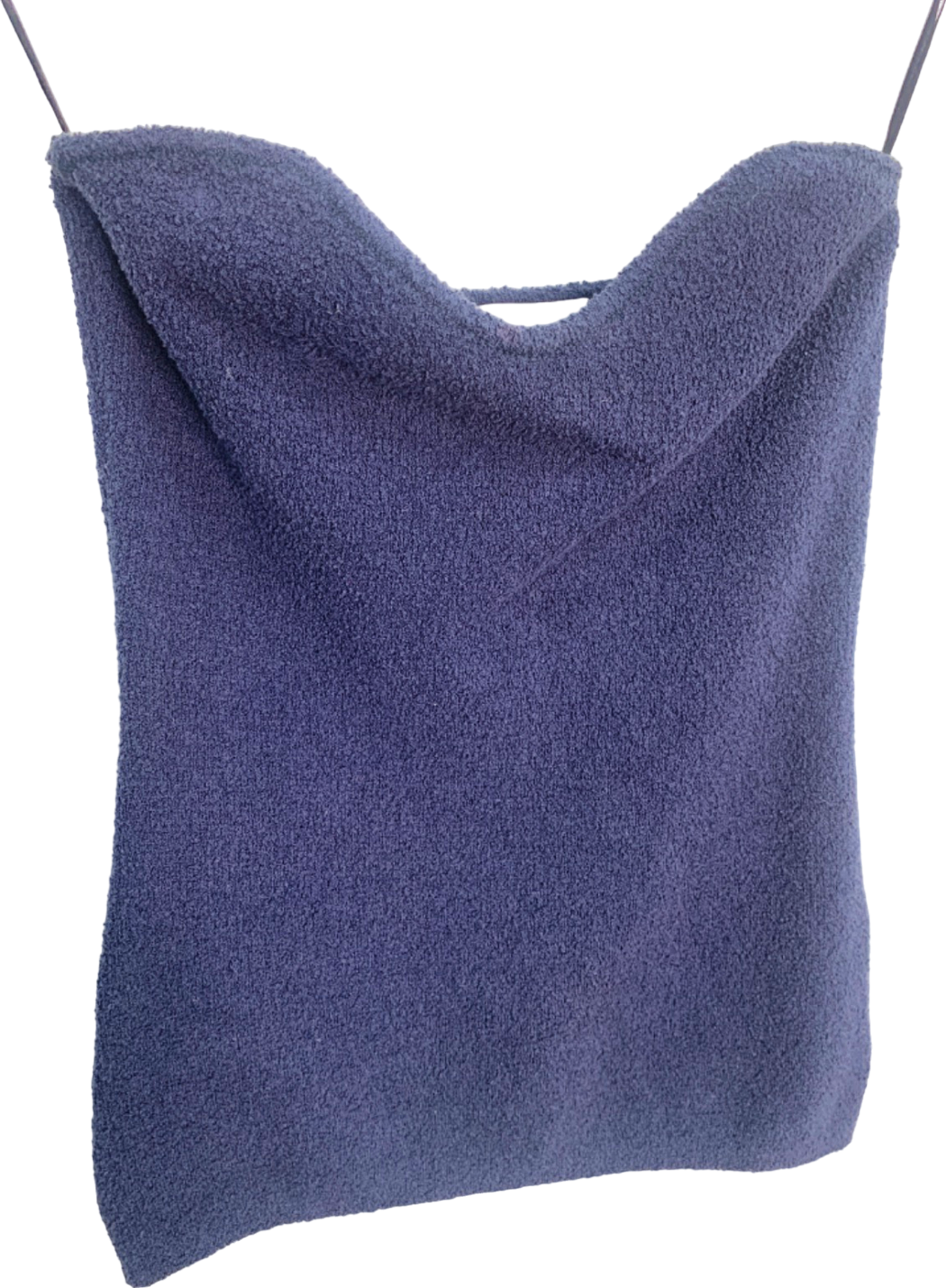 Nanushka Navy Blue Velvet Strap Top UK 6