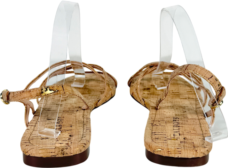 TALBOTS Brown Liana Strappy Cork Flats UK 7.5 EU 40.5